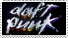 ID: Web stamp with the silver and rainbow Daft Punk logo. End ID.